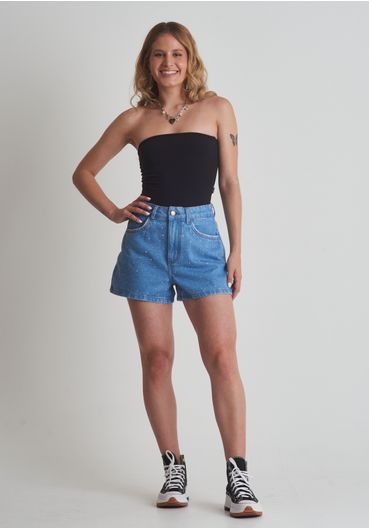 Short jeans blue claro brilhos