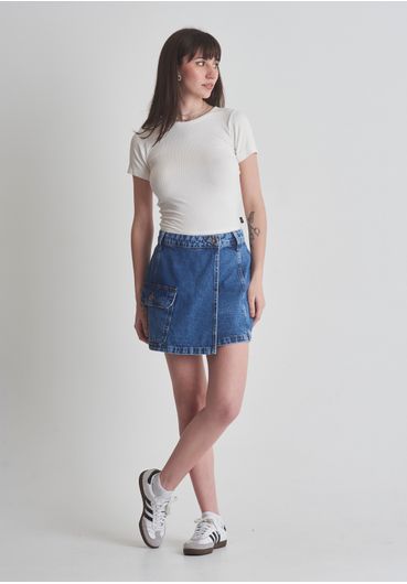Blusa básica canelada off white