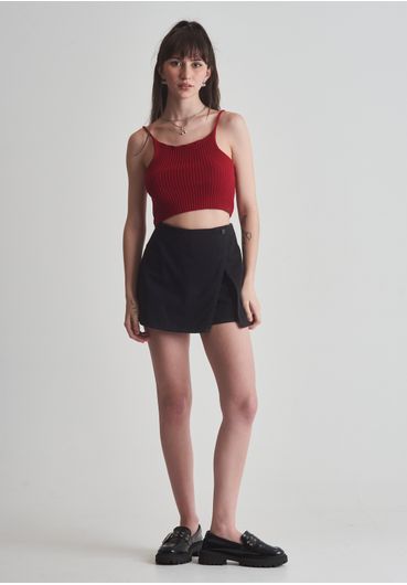 Blusa tricot canelado com alças finas