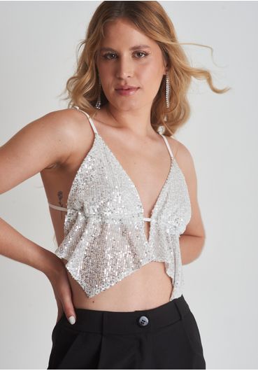 Blusa paetê frente única