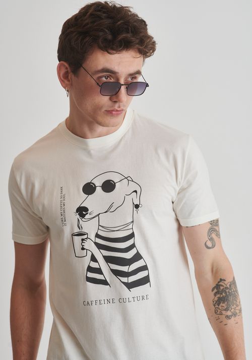 Camiseta de algodão estampa caffeine culture