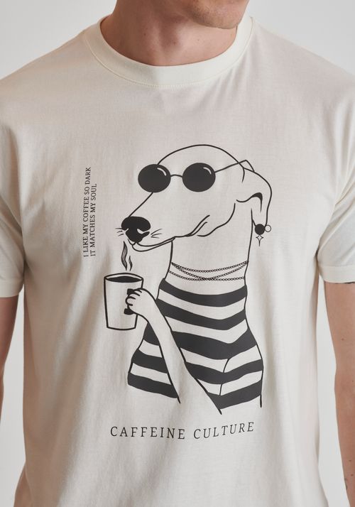 Camiseta de algodão estampa caffeine culture