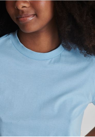 Cropped básica meia malha azul