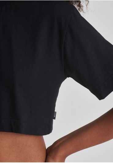 Cropped básica meia malha preta