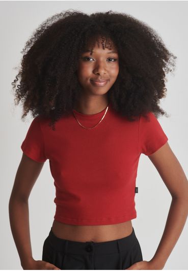 Blusa básica baby look cherry