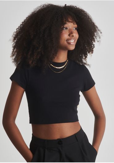 Blusa básica baby look Preta