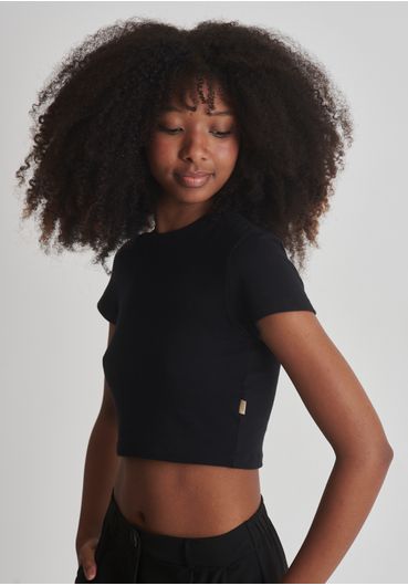 Blusa básica baby look Preta