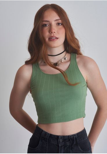 blusa canelada diferenciada verde