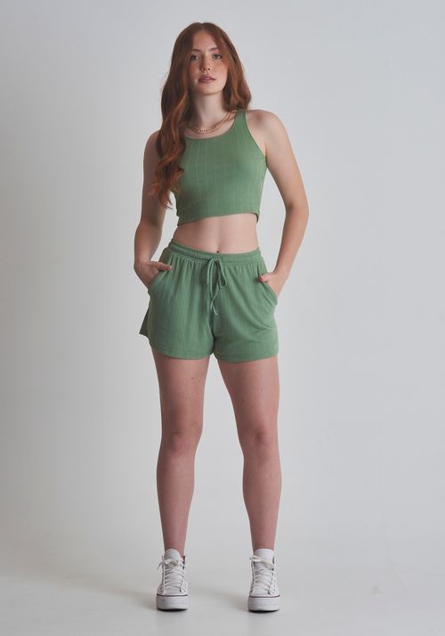 blusa canelada diferenciada verde