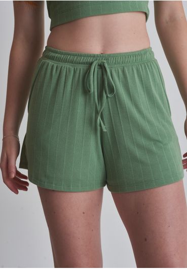 short canelado diferenciado verde