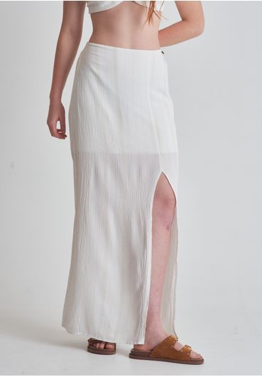 Saia off-white com fio de lurex dourado