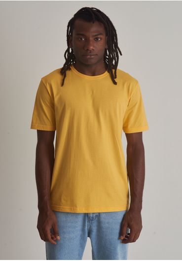 Camiseta básica gola redonda amarela