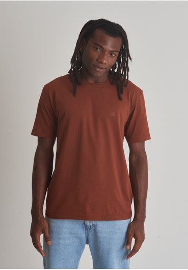 Camiseta básica gola redonda marrom
