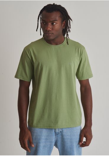 Camiseta básica gola redonda verde claro