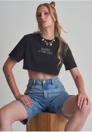Cropped estampado make boys cry