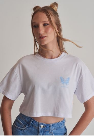 Cropped em algodão estampada