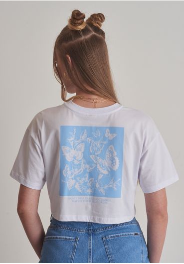 Cropped em algodão estampada