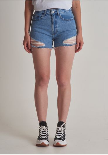 SHORT JEANS MÉDIO COM RASGOS