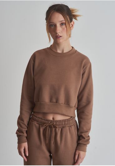 Moletom cropped bordado natural