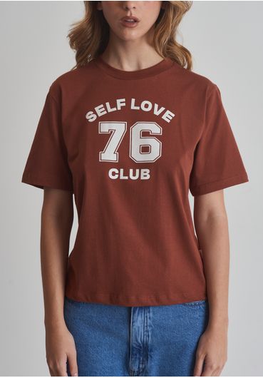 Camiseta de algodão estampa self love