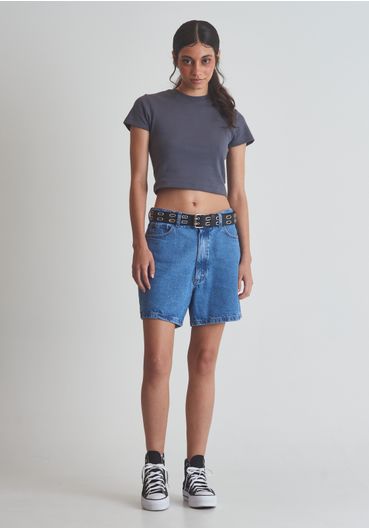 Blusa básica baby look chumbo