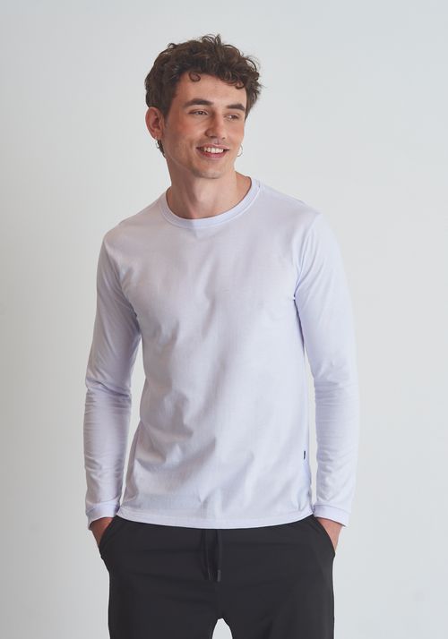 Camiseta básica slim manga longa branca