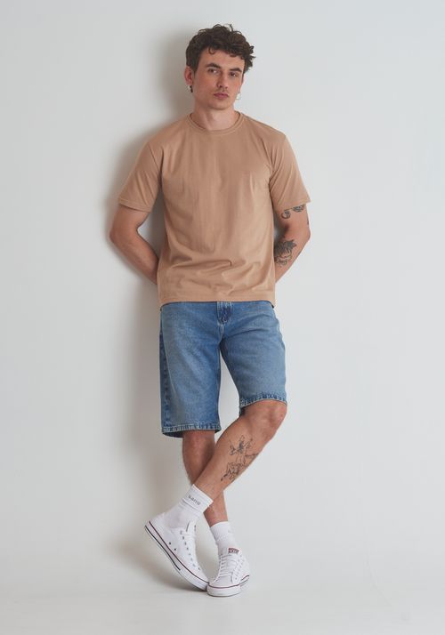 Camiseta básica gola redonda natural