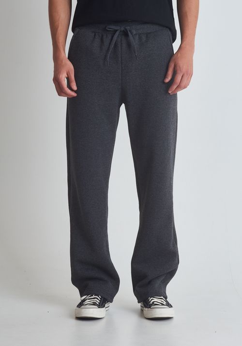 Calça básica moletom reta cinza