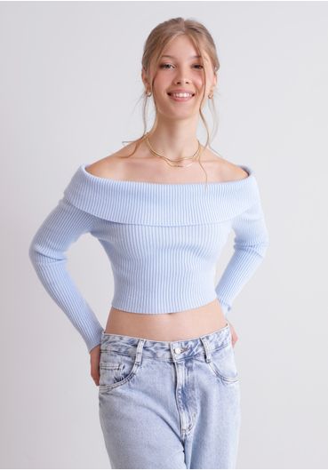 Blusa manga longa ombro a ombro