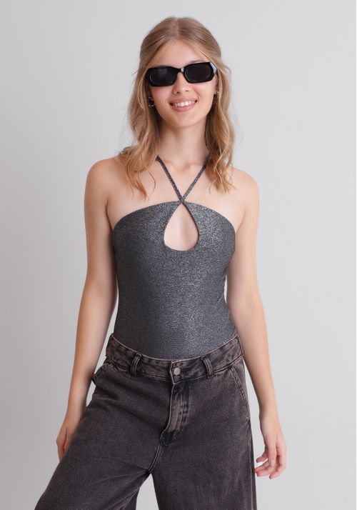 Body de lurex com alças