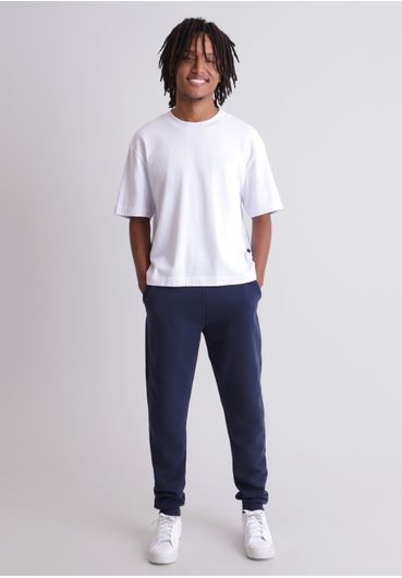 Calça básica moletom jogger azul marinho