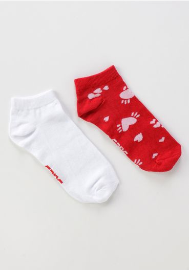 Kit meia sapatilha estampada corações