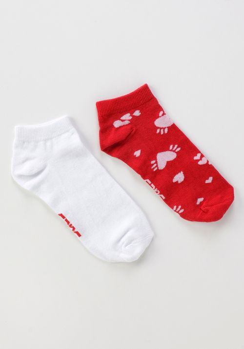 Kit meia sapatilha estampada corações