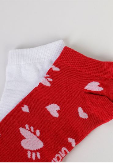 Kit meia sapatilha estampada corações