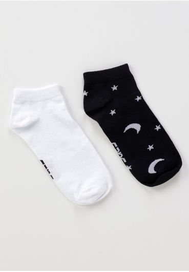 Kit meia sapatilha estampada lua
