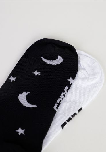 Kit meia sapatilha estampada lua