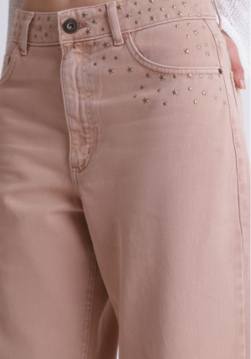 Calça de sarja aplicação estrela