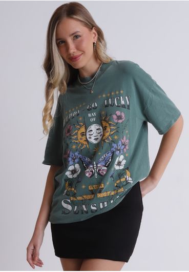 Camiseta oversized estampa mística
