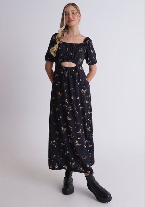 Vestido midi estampado místico