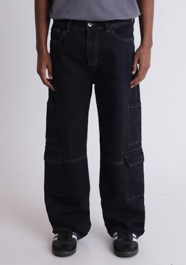 Calça jeans baggy cargo