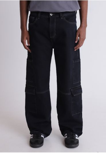 Calça jeans baggy cargo