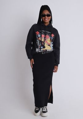 Saia midi em tricot com fenda lateral