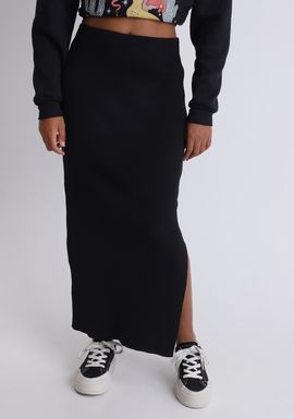 Saia midi em tricot com fenda lateral