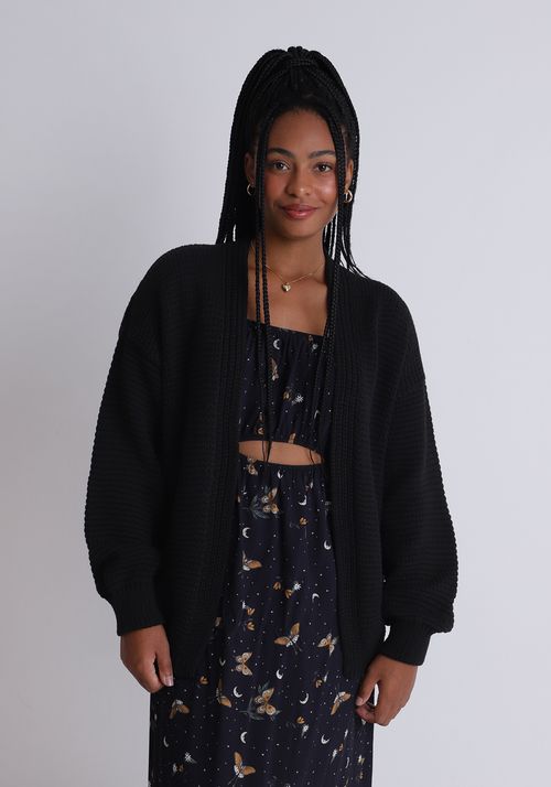 Cardigan alongado em tricot