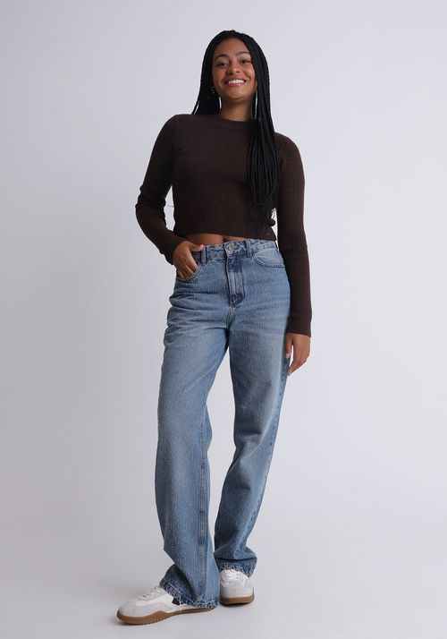 Blusão de tricot cropped