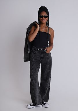 Calça jeans wide leg black lavada