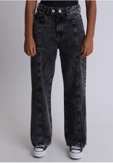 Calça jeans wide leg black lavada