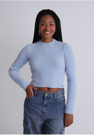 Blusão de tricot cropped