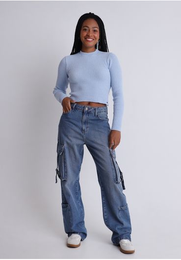 Blusão de tricot cropped