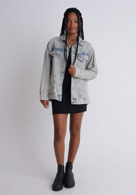 Jaqueta Jeans Over com Lavanderia Vintage